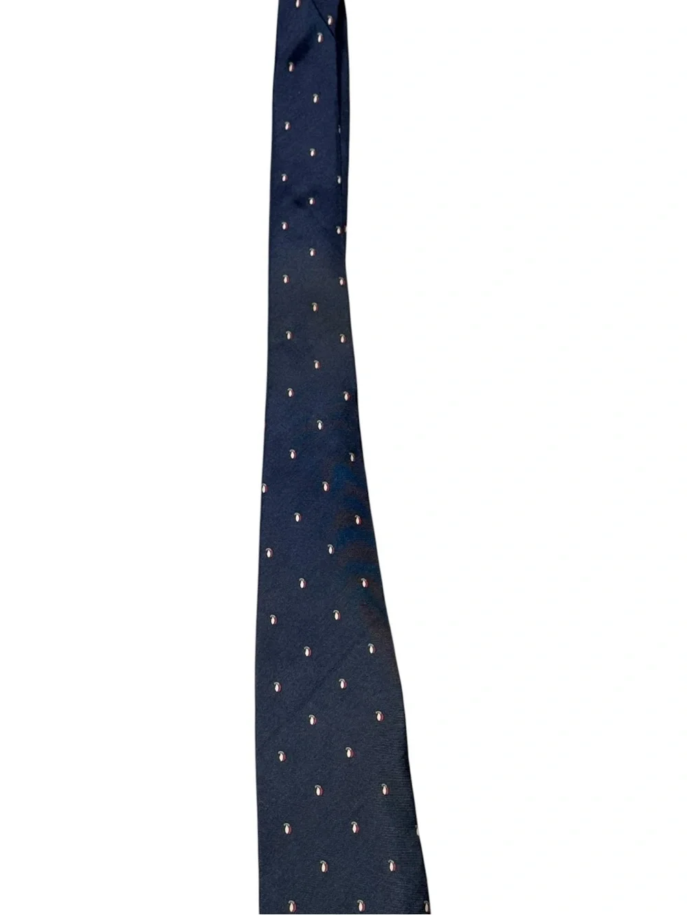 VTG CHRISTIAN DIOR Navy Silk Tie with Pink Dot Motif